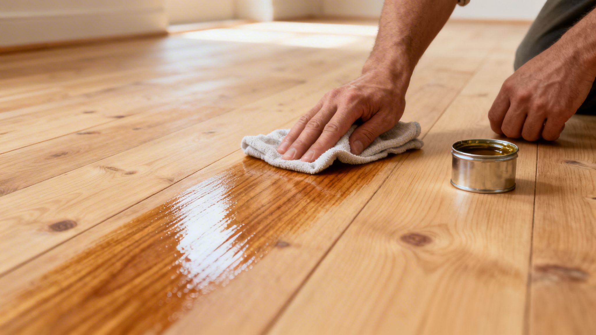 behandling af fyrretræsgulv